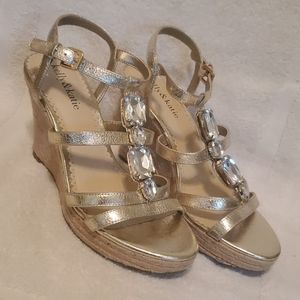 Gold Espadrille Wedges NWOT